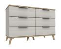 Natural Oak & White Grey Derwent 3 Drawer Double Chest