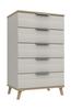 Natural Oak & White Grey Derwent 5 Drawer Chest