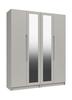 Light Grey Gloss Sonata Tall 4 Door Robe with 2 Mirrors