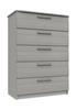 Light Grey Woodgrain Midhurst 5 Drawer Chest