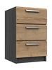 Graphite & Natural Rustic Oak Waterfall 3 Drawer Bedside