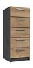 Graphite & Natural Rustic Oak Waterfall 5 Drawer Tallboy