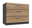 Graphite & Natural Rustic Oak Waterfall 3 Drawer Chest