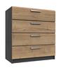 Graphite & Natural Rustic Oak Waterfall 4 Drawer Chest