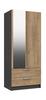 Graphite & Natural Rustic Oak Waterfall 2 Door Combi Robe with Mirror