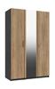 Graphite & Natural Rustic Oak Waterfall 3 Door Robe with Mirror