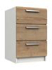 White & Natural Rustic Oak Waterfall 3 Drawer Bedside