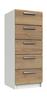 White & Natural Rustic Oak Waterfall 5 Drawer Tallboy