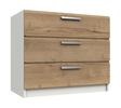 White & Natural Rustic Oak Waterfall 3 Drawer Chest