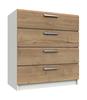 White & Natural Rustic Oak Waterfall 4 Drawer Chest