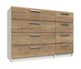 White & Natural Rustic Oak Waterfall 4 Drawer Double Chest