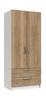 White & Natural Rustic Oak Waterfall 2 Door Combi Robe