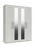 White Woodgrain Andante Tall 4 Door Robe with 2 Mirrors