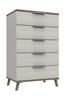 Grey Oak & White Grey Derwent 5 Drawer Chest