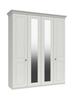 White Hadleigh Tall 4 Door Robe with 2 Mirrors