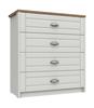 Natural Rustic Oak with White Skye 4 Drawer Chest