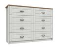 Natural Rustic Oak with White Skye 4 Drawer Double Chest