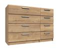 Natural Rustic Oak Waterfall 4 Drawer Double Chest