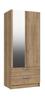 Natural Rustic Oak Waterfall 2 Door Combi Robe with Mirror