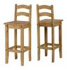 Pair of Distressed Wax Pine Corona Bar Chairs