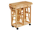 Breakfast Set Trolley with 2 Stools - Closed