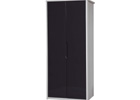 White Double Wardrobe with Grey Gloss