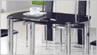 Java Round Extending Dining Set with Black Glass (Extended)