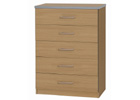 Mode Oak Finish Five Drawer Chest