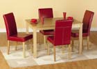 Oakmere Dining Set with Rustic Red Brown Faux Leather Chairs