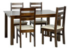 Eclipse Walnut Dining Set with Cream PU Dining Chairs