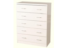 Charisma Five Drawer Chest - White Gloss