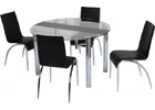 Chloe Dining Set with Clear Glass & Black Strip & Black Chairs