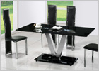 V Dining Table with Black Glass and G650 Dining Chairs