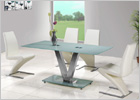 V Dining Table with White Glass and G632 Z Chairs