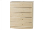 White Five Drawer Chest With Wooden Handles